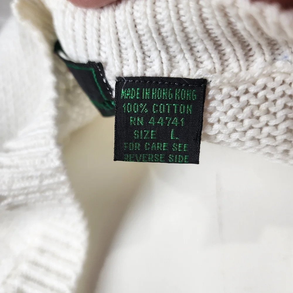 Vintage Abercrombie & Fitch Cotton Cable Knit VNeck Sweater Vest Ivory Large - Picture 14 of 15